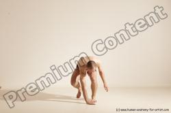 Underwear Gymnastic poses Man White Slim Bald Dancing Dynamic poses Academic